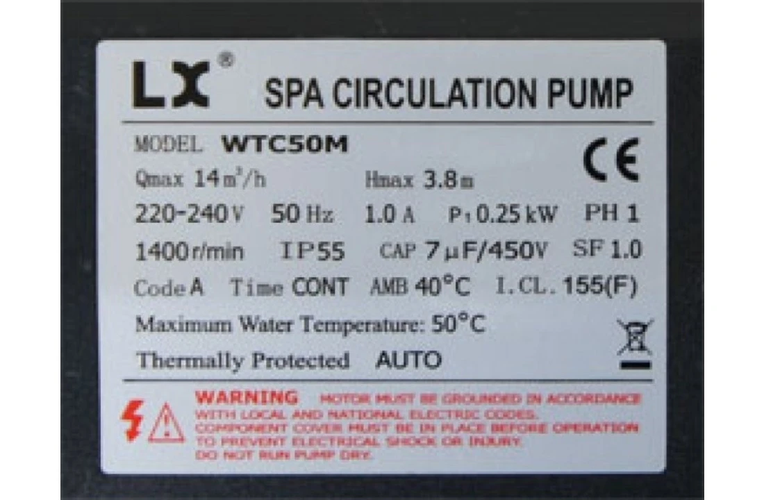 LX Pompen LX WTC50M Circulatiepomp Voor Jacuzzi Spa En Bubbelbad 0,25 KW 4 LX Pompen LX WTC50M Circulatiepomp Voor Jacuzzi Spa En Bubbelbad 0,25 KW - Afbeelding 2